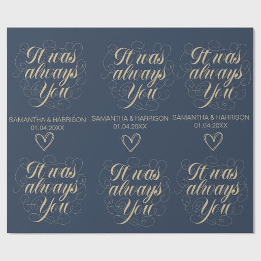 Bruiloft nautische gunst klassiek het was altijd j cadeaupapier (Vlak)