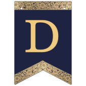 Bruiloft Navy Blauw Goud Namen  Rozen Elegant Vlaggetjes (Eerste vlag)