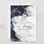 BRUILOFT | Navy Blue 2 Roos Gold Geode Waterverf (Voorkant)