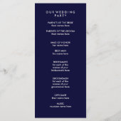 bruiloft | Navy Blue en Blush Text Program Programmakaart (Achterkant)