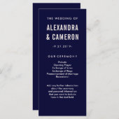 bruiloft | Navy Blue en Blush Text Program Programmakaart (Voorkant / Achterkant)