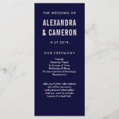 bruiloft | Navy Blue en Blush Text Program Programmakaart (Voorkant)