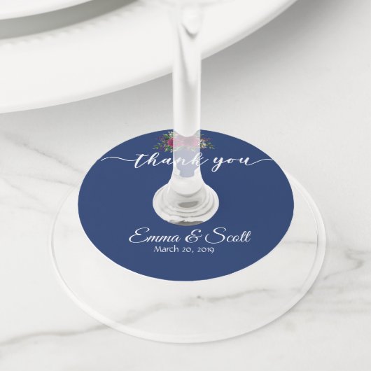 Bruiloft Navy Bourgogne Wine Dank u Labels (Dichtbij)