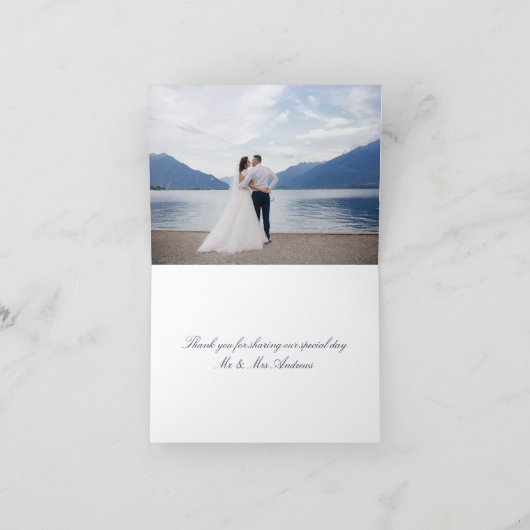 Bruiloft Navy Gold Bedankkaart (Binnen)