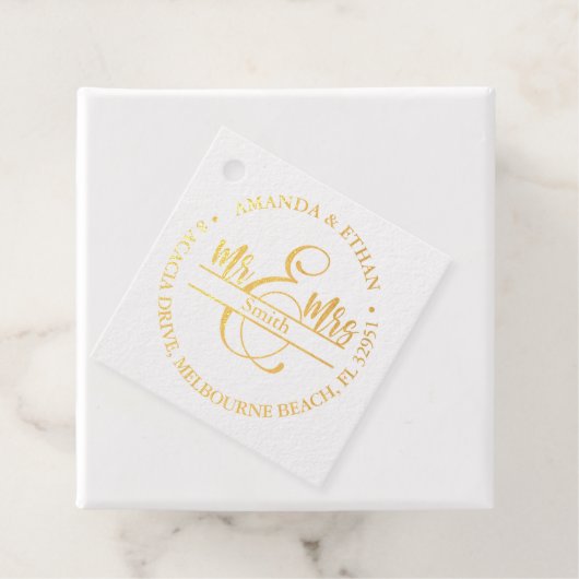 Bruiloft nieuw adres bedankjes labels (Met doos)