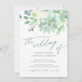 Bruiloft Nodig Succulent Cactus Waterverf Groen Kaart (Voorkant)