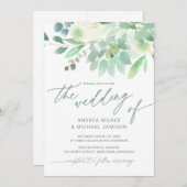 Bruiloft Nodig Succulent Cactus Waterverf Groen Kaart (Voorkant / Achterkant)