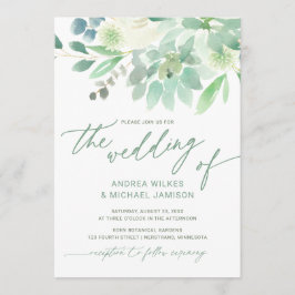 Bruiloft Nodig Succulent Cactus Waterverf Groen Kaart