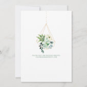 Bruiloft nodigen bloemenvetplant Waterverf groen Kaart (Achterkant)