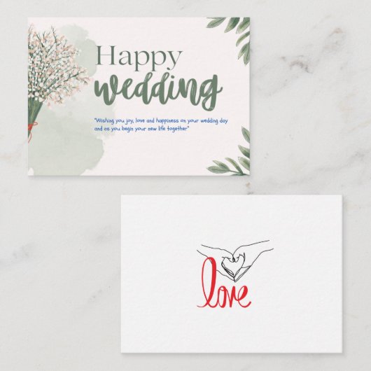 bruiloft notitiekaartje (Voorkant / Achterkant)