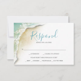 Bruiloft Oceaan Golven Turquoise Blauw Reactie RSV RSVP Kaartje