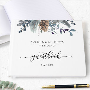 Bruiloft of anders, Elegant Navy Blue rustieke blo Gastenboek