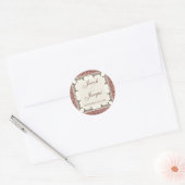 Bruiloft of Douche Stickers - Roze Bruin Damast (Envelop)