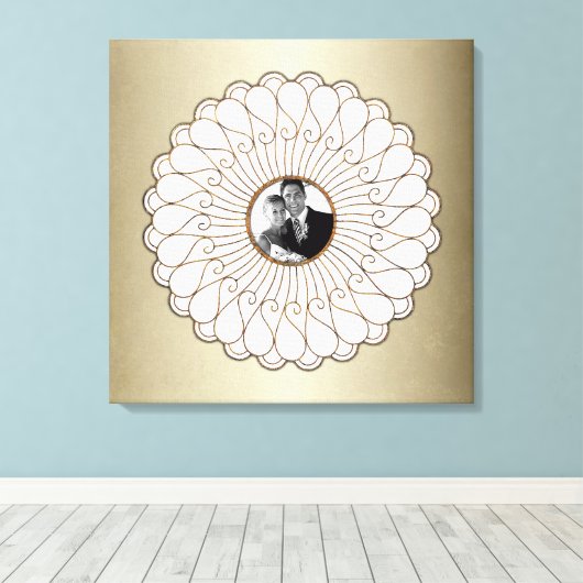 Bruiloft of Jubileum aangepaste foto gepersonalise Canvas Afdruk (Insitu (Houten vloer))