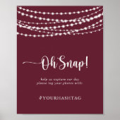 Bruiloft Oh Snap Rustieke String Lights Bourgondië Poster (Voorkant)