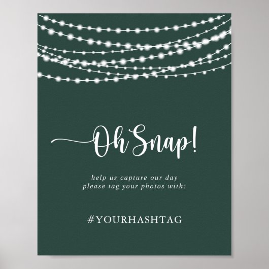 Bruiloft Oh Snap Rustieke String Lights Groen Poster (Voorkant)