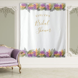 Bruiloft Oktober Bladeren Elegant Goud Schrift Wandkleed