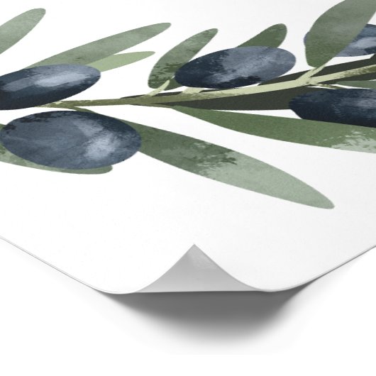 Bruiloft olijf groen blad welkom poster (Hoek)