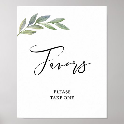 Bruiloft Olijfblad Groene Favor Sign Poster (Voorkant)