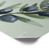 Bruiloft olijfbladeren groen welkom poster (Hoek)