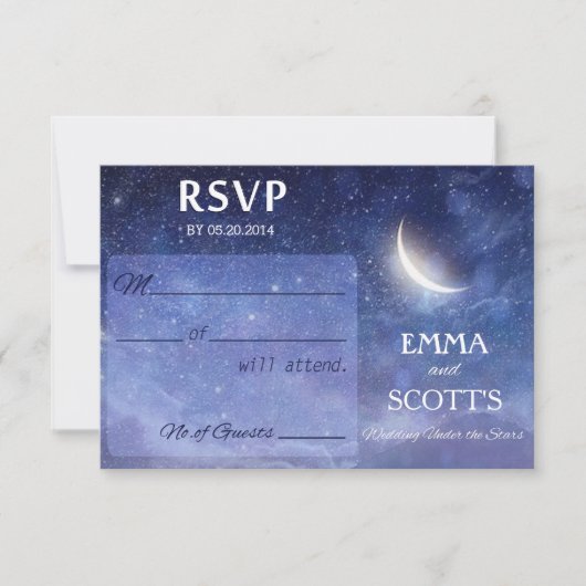 Bruiloft onder de sterren RSVP kaart set (Voorkant)