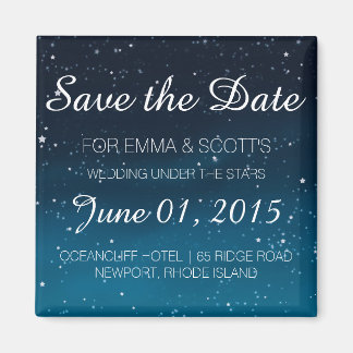 Bruiloft onder de sterren Save the Date BLUE Magneet