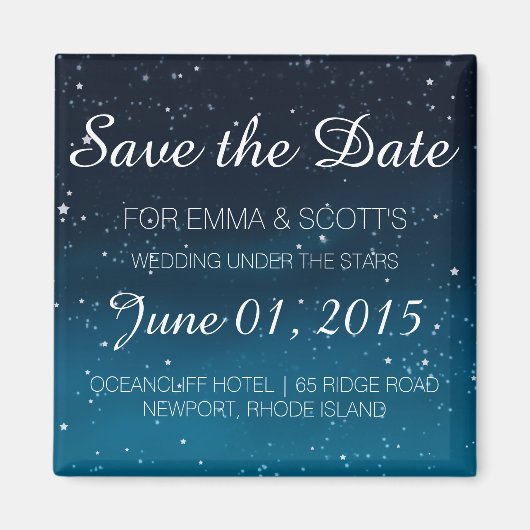 Bruiloft onder de sterren Save the Date BLUE Magneet (Voorkant)