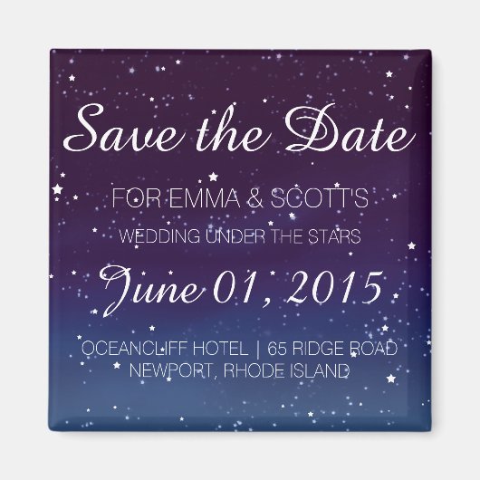 Bruiloft onder de sterren Save the Date PAARSE Magneet (Voorkant)