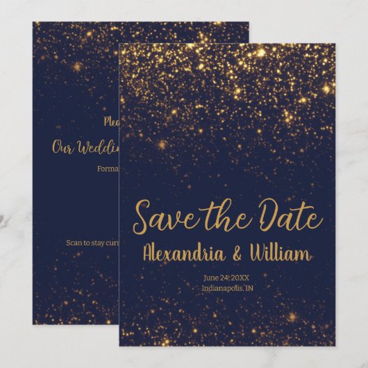 Bruiloft onder de sterren Save the Date Uitnodigin (Voorkant / Achterkant)