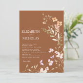 Bruiloft onder de wilde bloemen kaart (Staand voorkant)