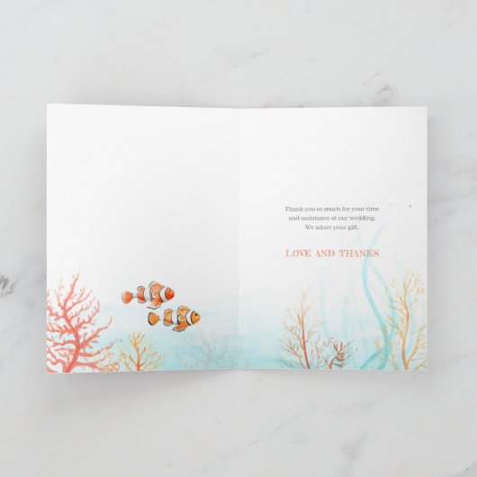 Bruiloft onderwater kunst koraal en vis waterverf bedankkaart (Binnen)