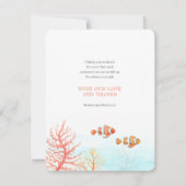 Bruiloft onderwater kunst koraal en vis waterverf bedankkaart (Achterkant)