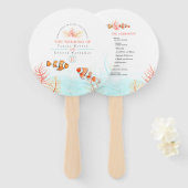 Bruiloft onderwater kunst koraal en vis waterverf handwaaier (Voorkant en achterkant)