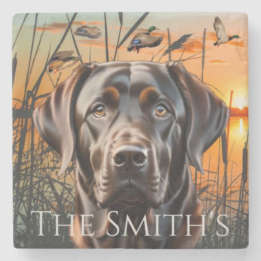  Bruiloft Onderzetter, Chocolade Labrador Stenen Onderzetter (Voorkant)