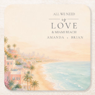Bruiloft Onderzetters met Liefde en Miami Beach Be