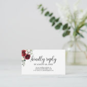 Bruiloft Online RSVP Chique Bourgondië Floral Informatiekaartje (Staand voorkant)