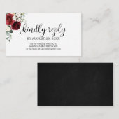 Bruiloft Online RSVP Chique Bourgondië Floral Informatiekaartje (Voorkant / Achterkant)