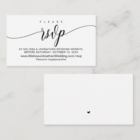 Bruiloft online RSVP, moderne kalligrafie Informatiekaartje (Voorkant / Achterkant)