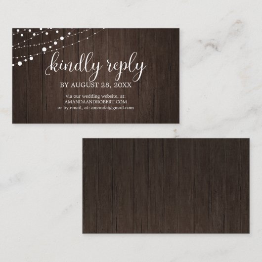 Bruiloft Online RSVP Rustiek Hout Bruiloft Informatiekaartje (Voorkant / Achterkant)