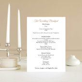 Bruiloft ontbijt menu Engels Regency stijl