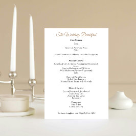 Bruiloft ontbijt menu Engels Regency stijl