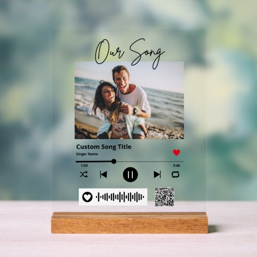 Bruiloft Onze Song Scannable QR Code Transparant Acryl Bord (Neutraal)