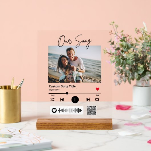 Bruiloft Onze Song Scannable QR Code Transparant Acryl Bord (Huwelijk)