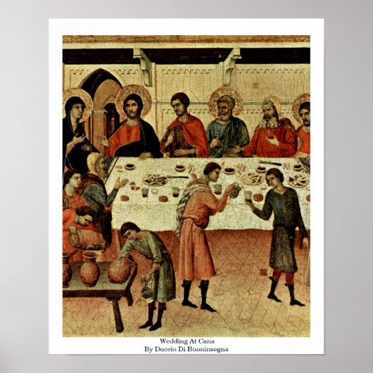 bruiloft op Cana door Duccio di Buoninsegna Poster (Voorkant)