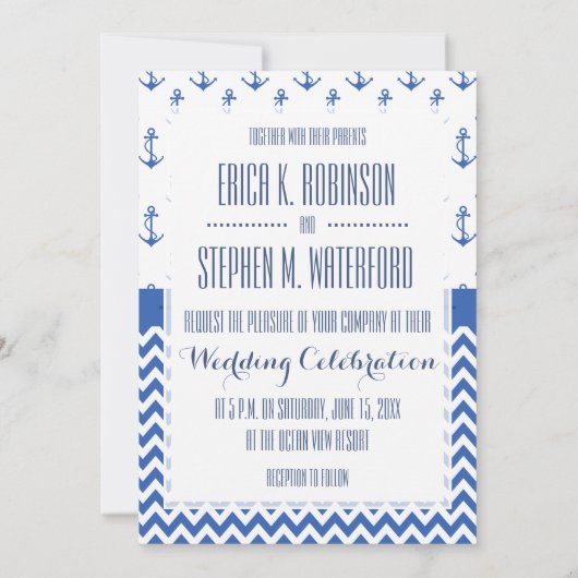 Bruiloft op een boot nautisch thema kaart (Achterkant)