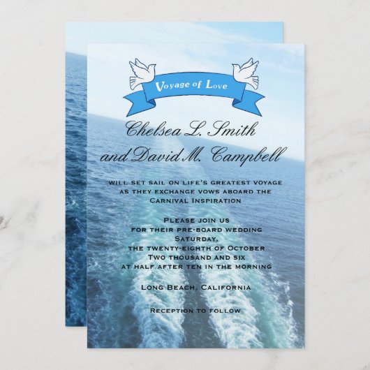 Bruiloft op het cruiseschip kaart (Voorkant / Achterkant)