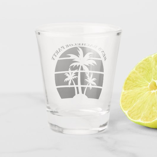 Bruiloft op het eiland voor vrijgezellenfeest brui shot glas (Achterkant)