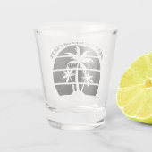 Bruiloft op het eiland voor vrijgezellenfeest groo shot glas (Achterkant)