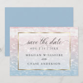 Bruiloft op het roze strand met sprankelend water kaart (Voorkant / Achterkant)