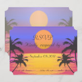 Bruiloft op het strand bij zonsondergang RSVP Kaart (Voorkant / Achterkant)